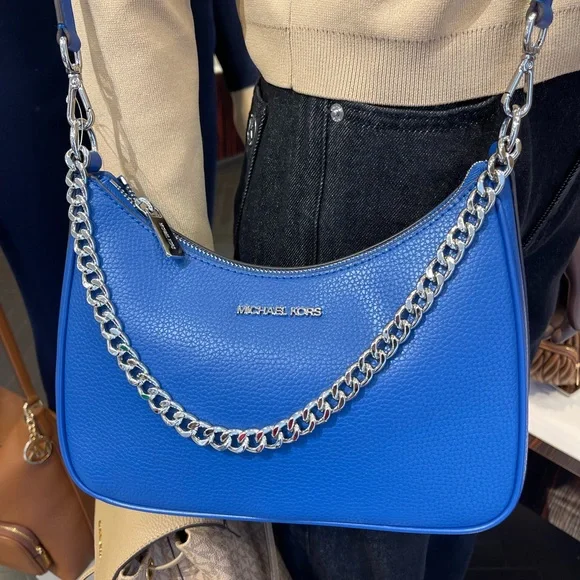 MICHAEL KORS Jet Set Lg Pebbled Convertible Crossbody Shoulder Pouchette XBODY - Picture 7 of 16